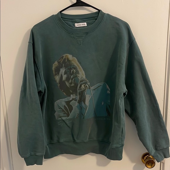 Anine Bing Other - Anine Bing Green Crewneck Sweater with Distressed Graphic